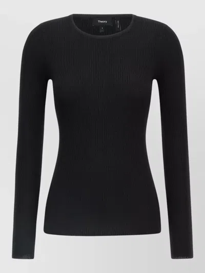 Theory Slim-fit Wool-blend Pullover Sweater In Black