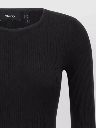 Theory Slim-fit Wool-blend Pullover Sweater In Black