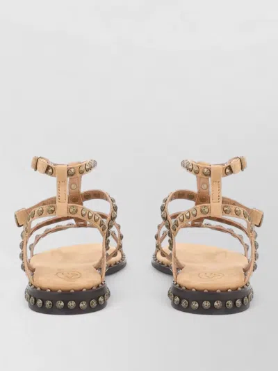 Ash Precious Flat Sandals Ankle Strap Studs In Neutral