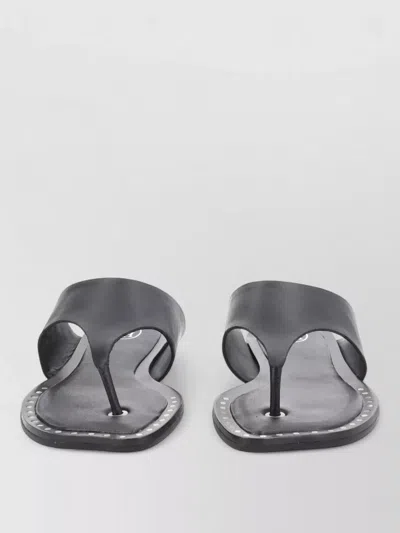 Ash Genius Leather Studded Thong Sandals In Black