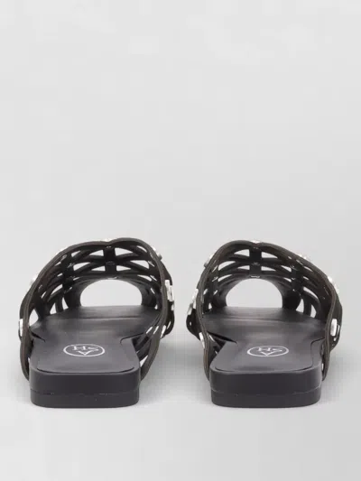 Ash Bone Stud-embellished Cut-out Sandals In Black