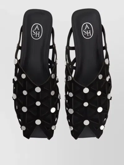 Ash Bone Stud-embellished Cut-out Sandals In Black