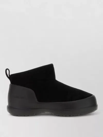 Moon Boot Mezzaluna Suede Ankle Boots Pull Tab In Black