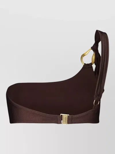 Zimmermann Ascension One Shoulder Bikini Ring Detail In Brown