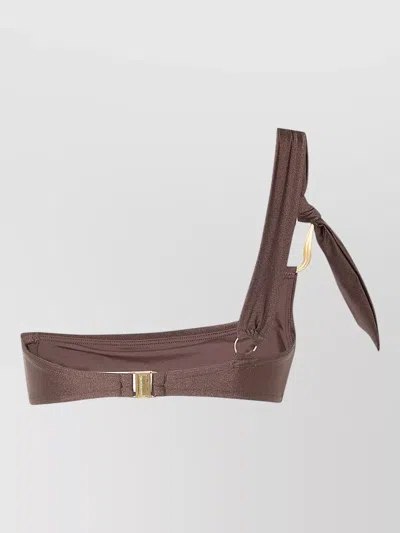 Zimmermann Ascension One Shoulder Bikini Ring Detail In Brown