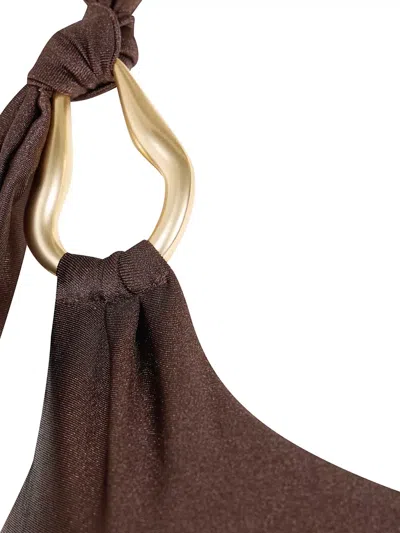 Zimmermann Ascension One Shoulder Bikini Ring Detail In Brown