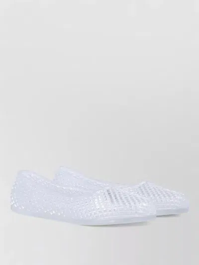 Ancient Greek Sandals Mesh Ballerina Flats Transparent Rubber Design In White