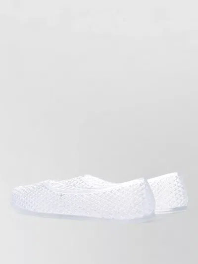 Ancient Greek Sandals Mesh Ballerina Flats Transparent Rubber Design In White