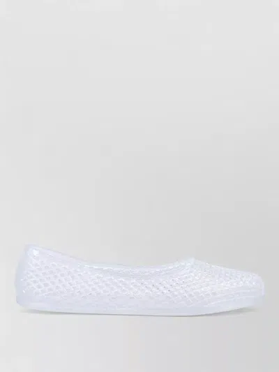 Ancient Greek Sandals Mesh Ballerina Flats Transparent Rubber Design In White
