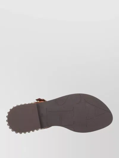 Ash Play Flat Sandals Ankle Strap Studs In Brown