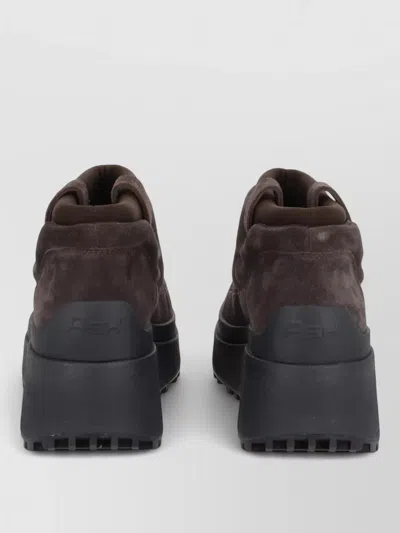 Ash Onyx Ankle Platform Slippers Pull Tab In Brown
