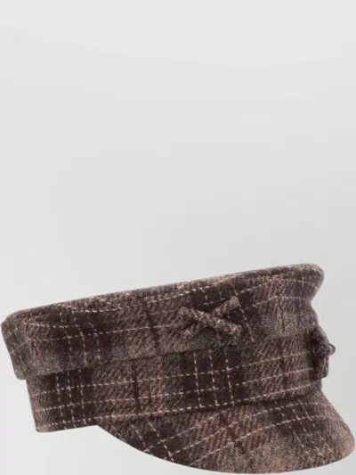 Ruslan Baginskiy Checked Pattern Hat Textured Fabric Bow In Brown