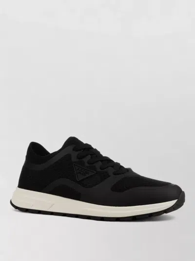 Prada Mesh Panel Sneakers Rubber Sole In Black