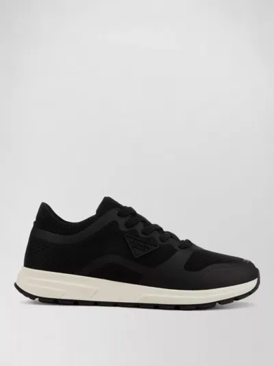 Prada Mesh Panel Sneakers Rubber Sole In Black