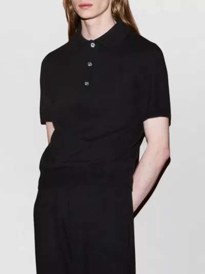 Entire Studios Classic Polo Shirt With Front Half Button Placket In Black