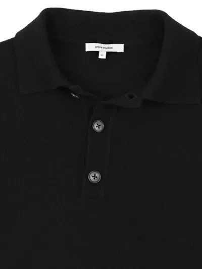 Entire Studios Classic Polo Shirt With Front Half Button Placket In Black