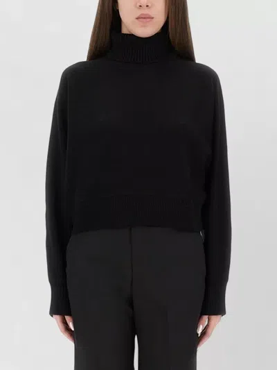 Michael Kors Wool Sweater With Turtleneck And Cropped Length In Black
