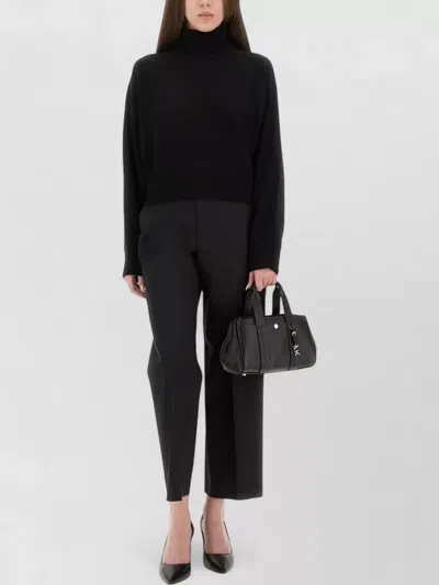 Michael Kors Wool Sweater With Turtleneck And Cropped Length In Black
