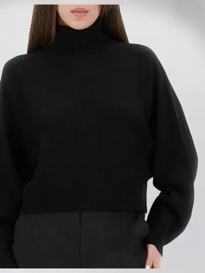 Michael Kors Wool Sweater With Turtleneck And Cropped Length In Black
