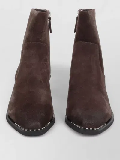 Ash Hasley Ankle Boots Block Heel Studs In Brown