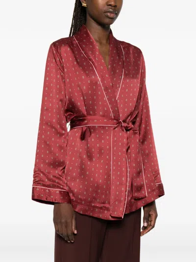 Forte Forte Belted Patterned Jacket In Red