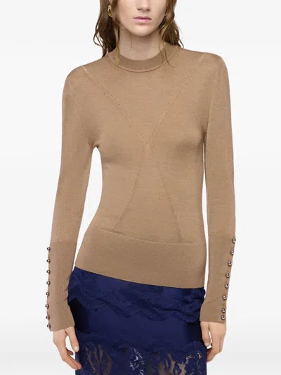 Rabanne Button-cuff Long-sleeve T-shirt In Multi