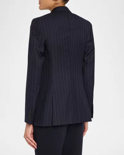 Givenchy Double Breasted Jacket Pinstripe Front Pockets In Blue