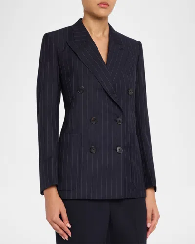 Givenchy Double Breasted Jacket Pinstripe Front Pockets In Blue