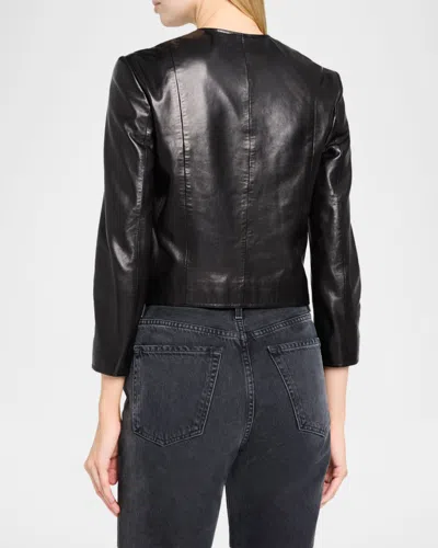 R13 Front-snap Leather Jacket In Black