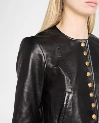 R13 Front-snap Leather Jacket In Black
