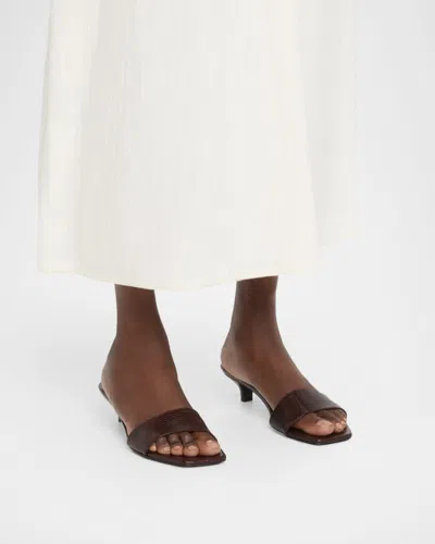 Totême Toteme Slim Kitten Heel Lizard Embossed Slide Sandal In Brown