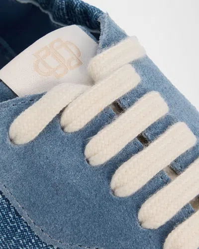 Simkhai Georgie Elasticized Denim Leather Sneaker In Blue