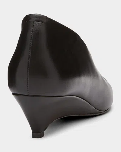 Jil Sander Arc Leather Pumps Low Wedge Heel In Black