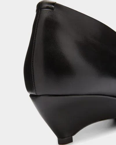 Jil Sander Arc Leather Pumps Low Wedge Heel In Black