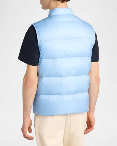 Moncler Baby Bernard Quilted Down Vest With High Collar In Blue
