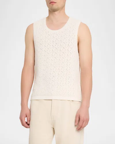 Frame Open Stitch Sleeveless Sweater In White