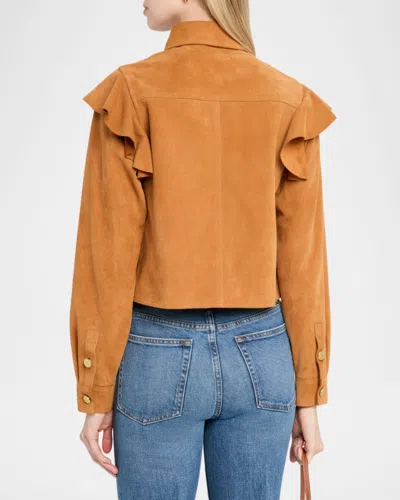 Ulla Johnson Matilde Ruffle Suede Jacket In Brown