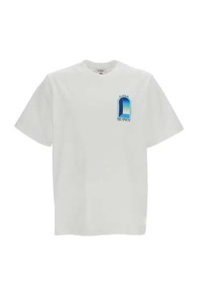 Casablanca Cotton Crew Neck Graphic Print T Shirt In White