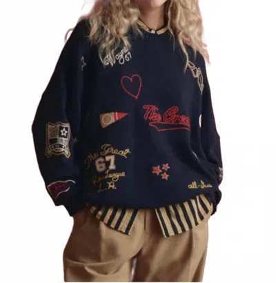The Great Oversize Crew Pullover In True Navy In Blue