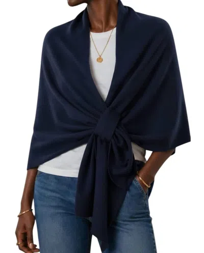 J'envie/eli Mixed Texture Pull Through Wrap In Navy In Blue
