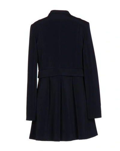 Shop Emporio Armani Overcoats In Dark Blue