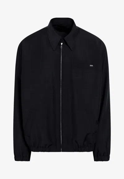 Prada Jacket Long Sleeves Point Collar Elasticated Hem In Black
