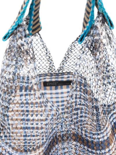 Epice Elziver Check-pattern Mesh Shoulder Bag In Multi