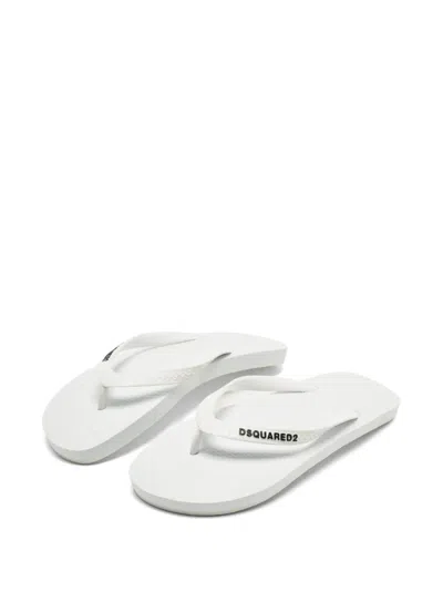 Pre-owned Dsquared2 Logo Flip Flops In White