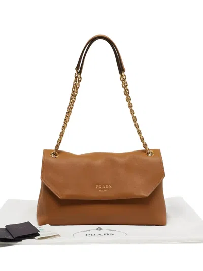 Pre-owned Prada Doux Chain-strap Shoulder Bag In Brown