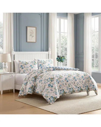 Laura Ashley Rosemoore Stripe Comforter Set In Blue