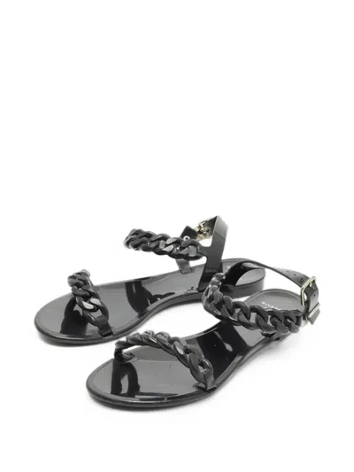 Pre-owned Givenchy Chain-link Flat Sandals In Black