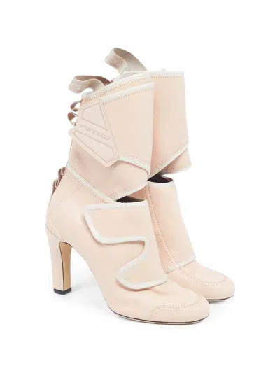 Pre-owned Fendi Touch-strap Ankle Boots In Pink