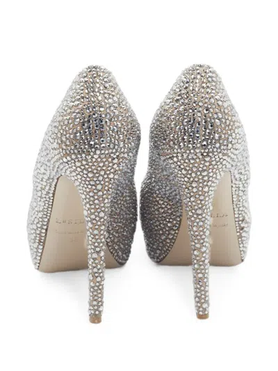 Pre-owned Le Silla Crystal-embellished Peep-toe Pumps In Silver