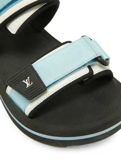 Pre-owned Louis Vuitton Arcade Touch-strap Flat Sandals In Blue